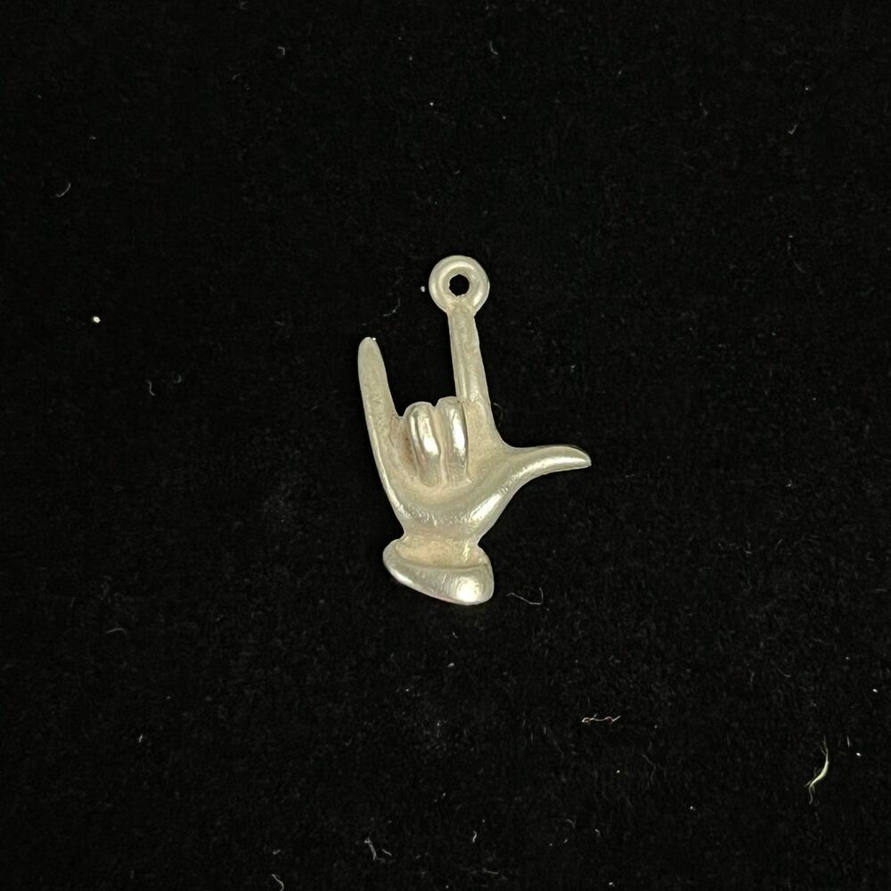 Vintage James Avery Retired I Love You Sign Language 3D Sterling Silver Charm